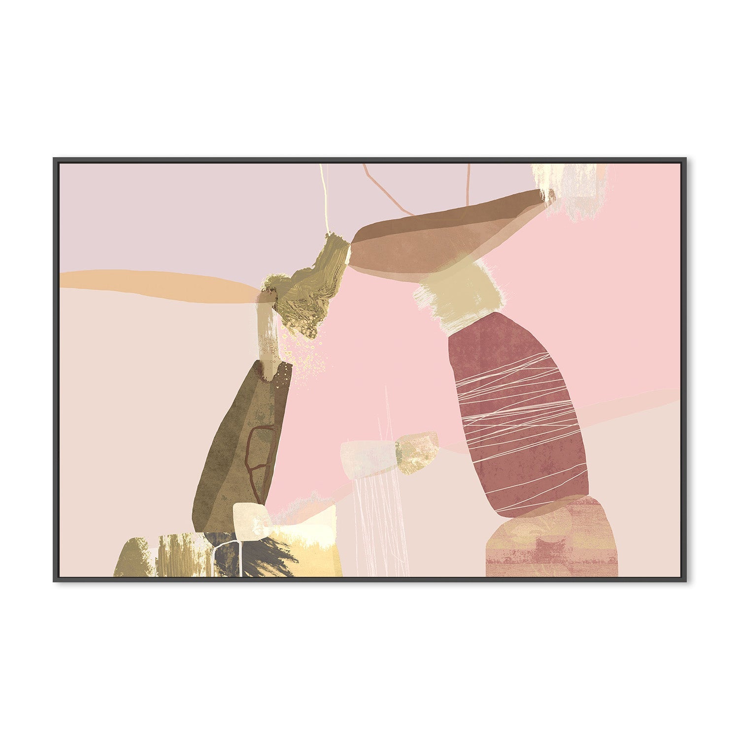 wall-art-print-canvas-poster-framed-Balancing Forms , Pastel Purple and Pink-3