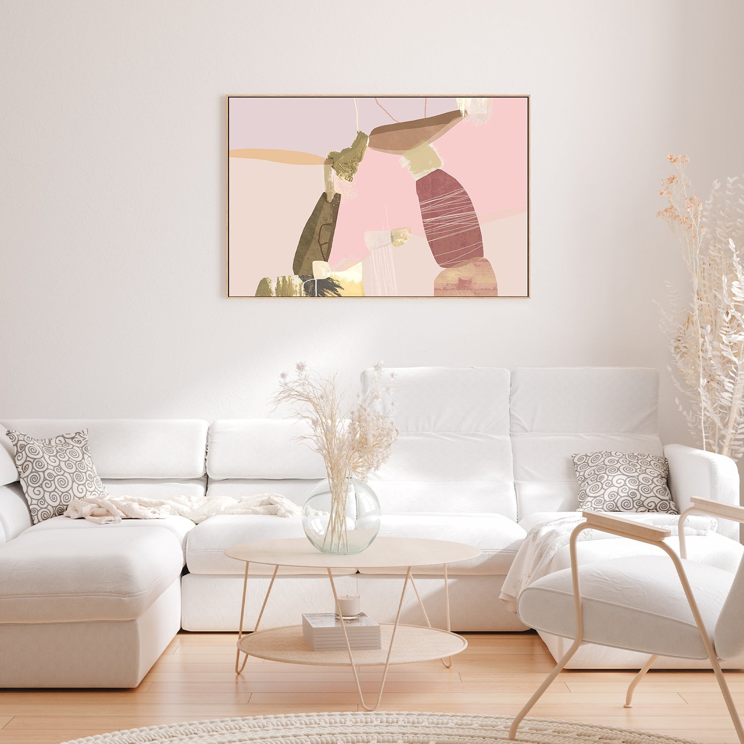wall-art-print-canvas-poster-framed-Balancing Forms , Pastel Purple and Pink-7