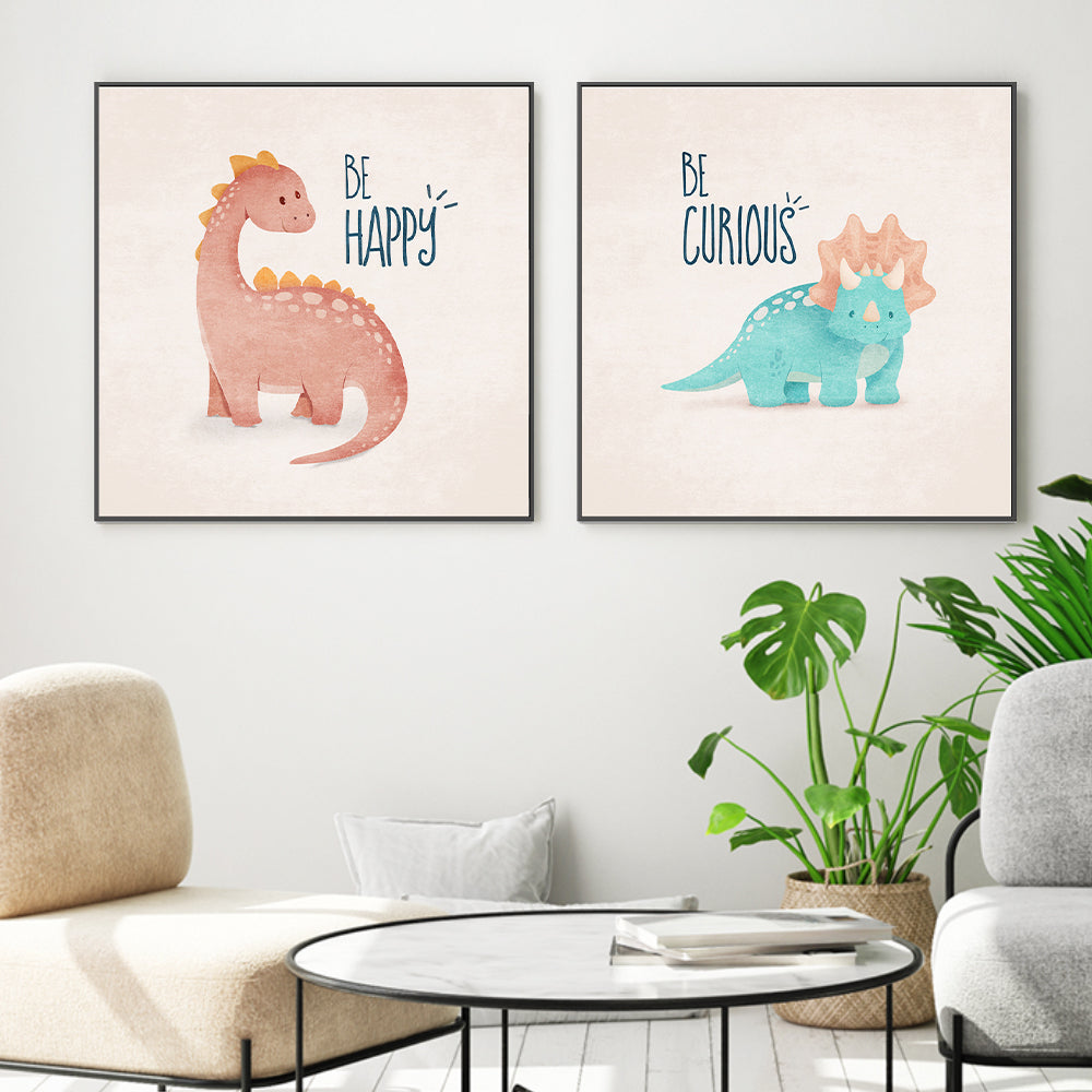 wall-art-print-canvas-poster-framed-Be Happy And Curious, Set Of 2 , By Emel Tunaboylu-GIOIA-WALL-ART