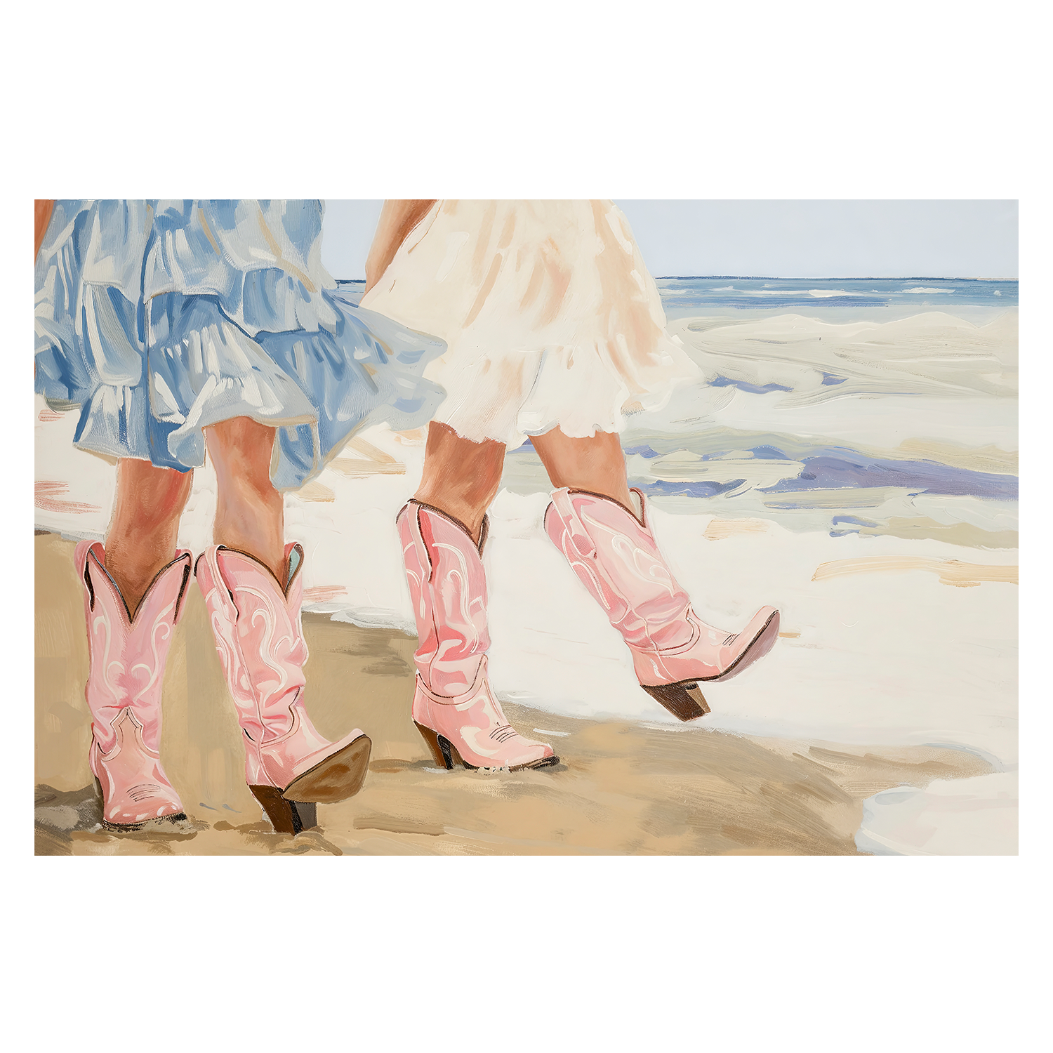 wall-art-print-canvas-poster-framed-Beach Cow Girls, Style B , By Lady Hana-1