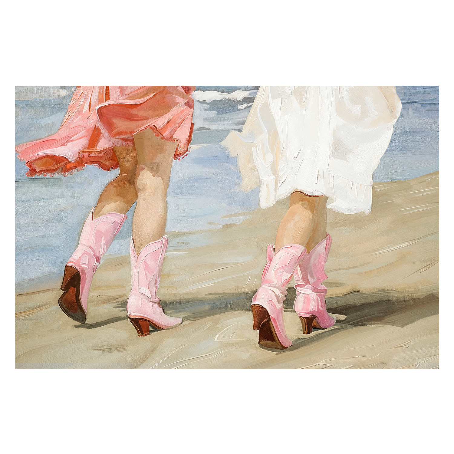 wall-art-print-canvas-poster-framed-Beach Cow Girls, Style C , By Lady Hana-1