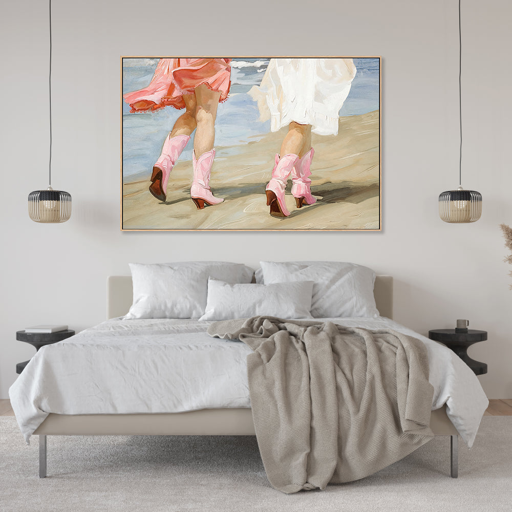 wall-art-print-canvas-poster-framed-Beach Cow Girls, Style C , By Lady Hana-2