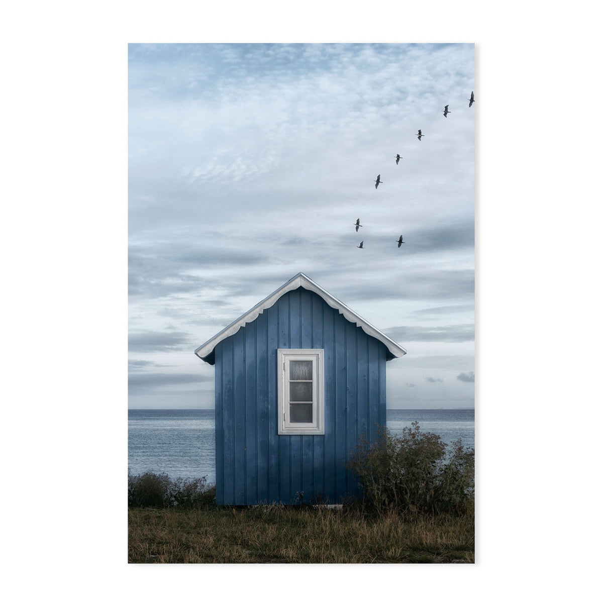 Beach Hut, by Lotte Grinkjar-Gioia-Prints-Framed-Canvas-Poster-GIOIA-WALL-ART
