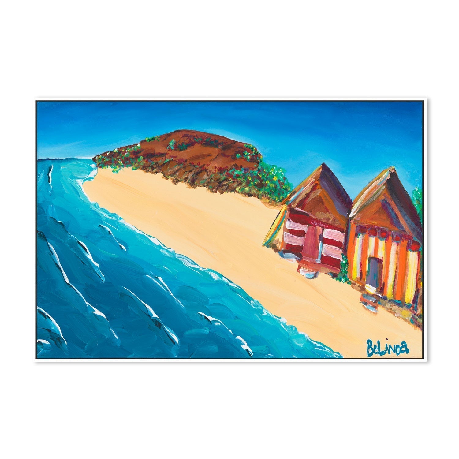 wall-art-print-canvas-poster-framed-Beach Huts , By Belinda Stone-GIOIA-WALL-ART