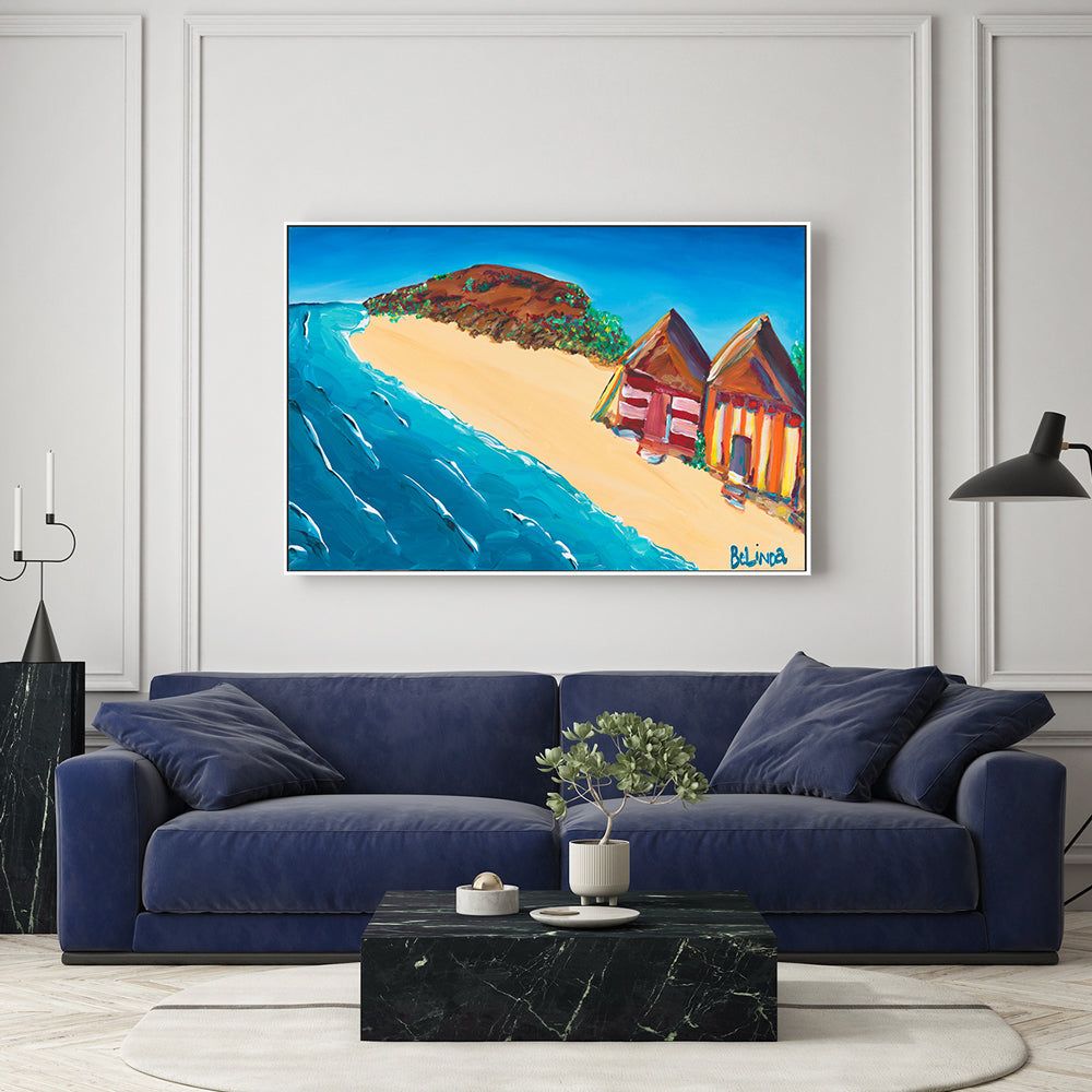 wall-art-print-canvas-poster-framed-Beach Huts , By Belinda Stone-GIOIA-WALL-ART
