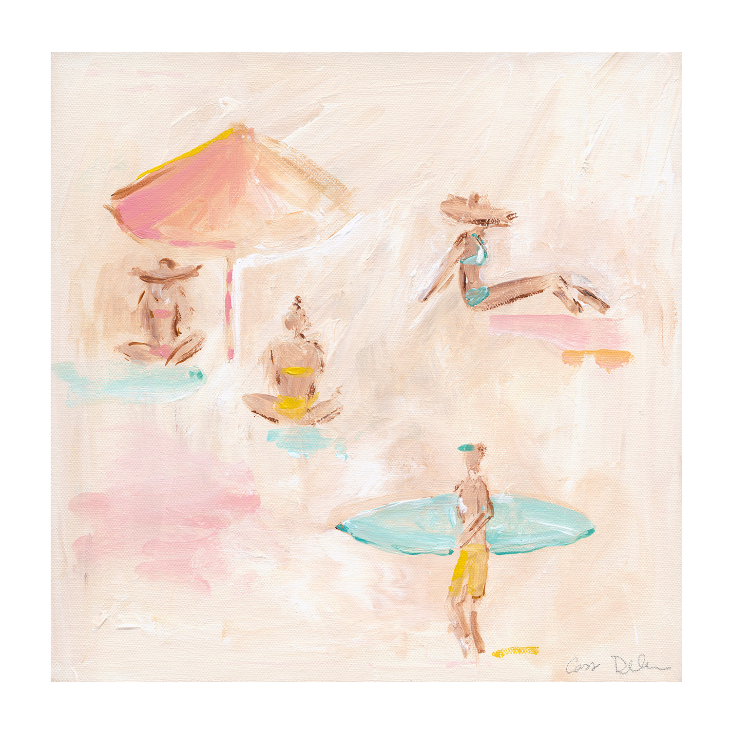 wall-art-print-canvas-poster-framed-Beach Scene With Umbrella , By Cass Deller-1