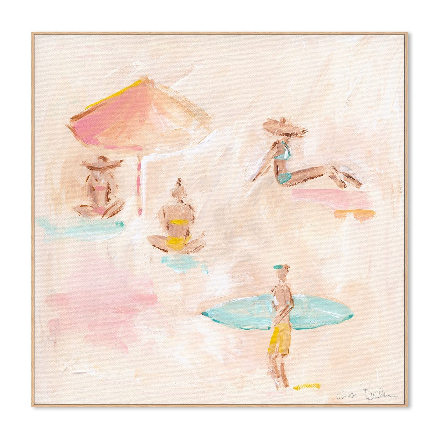 wall-art-print-canvas-poster-framed-Beach Scene With Umbrella , By Cass Deller-4