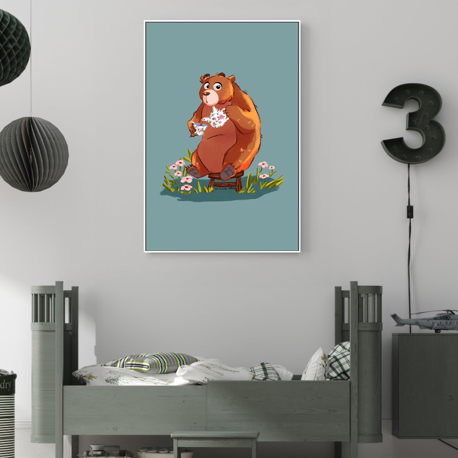 wall-art-print-canvas-poster-framed-Bear And Tea , By The Flying Papaya-2