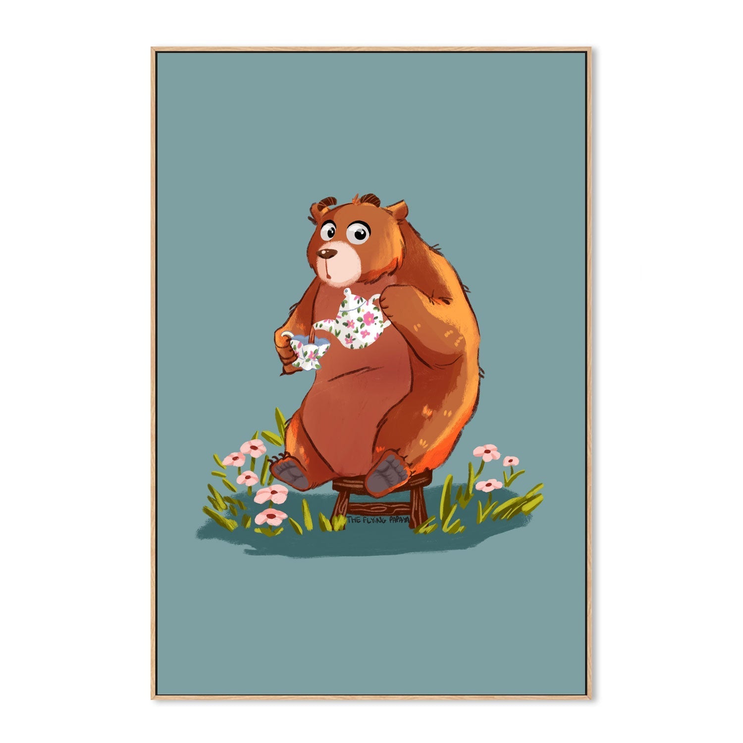 wall-art-print-canvas-poster-framed-Bear And Tea , By The Flying Papaya-4