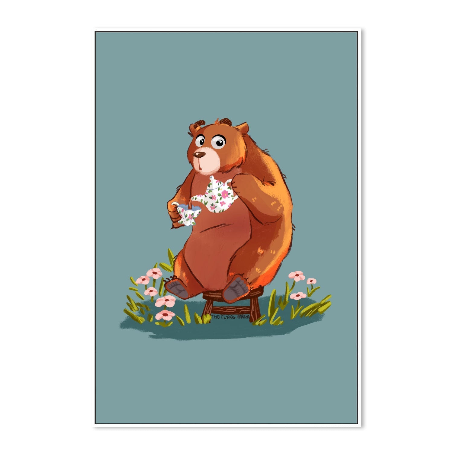 wall-art-print-canvas-poster-framed-Bear And Tea , By The Flying Papaya-5