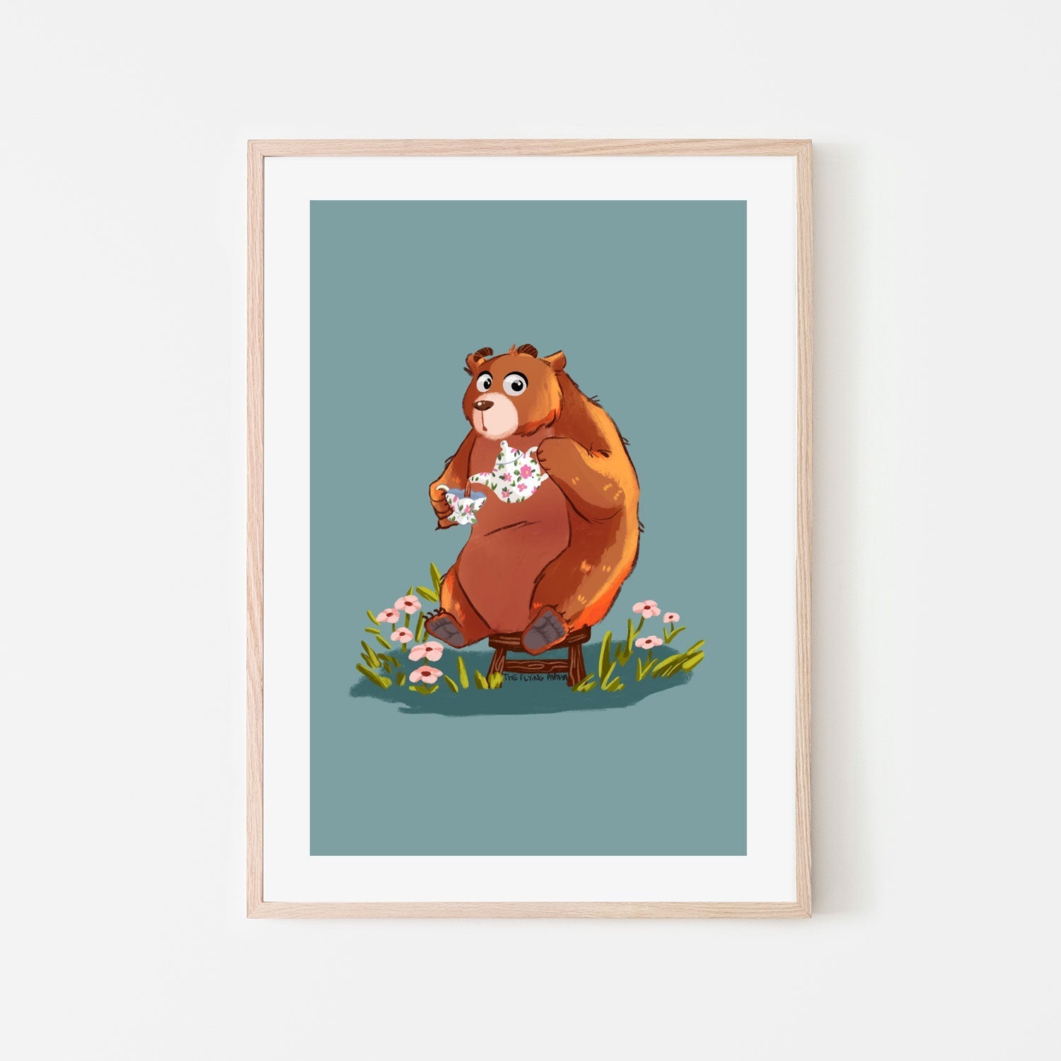 wall-art-print-canvas-poster-framed-Bear And Tea , By The Flying Papaya-6