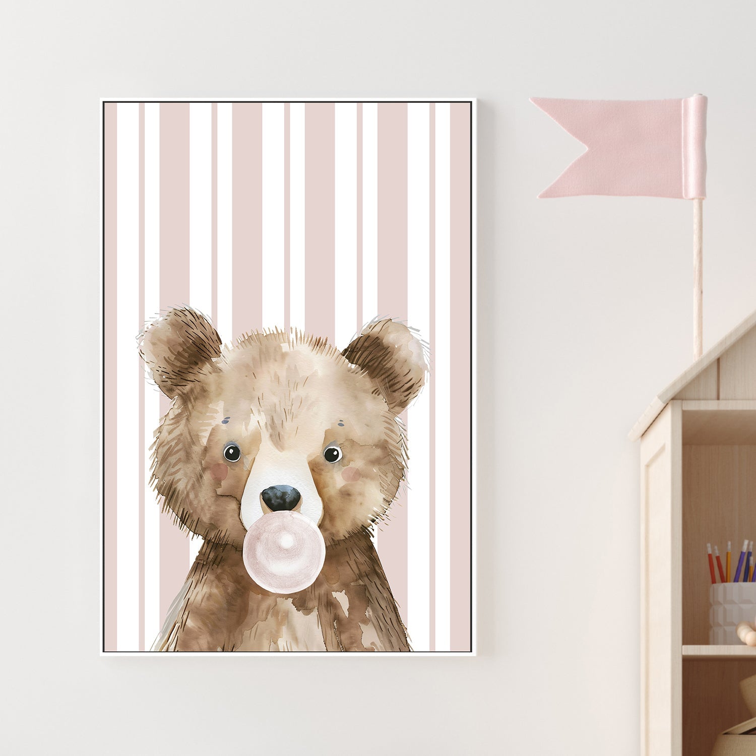 wall-art-print-canvas-poster-framed-Bear Bubble Gum , By At Viv Home Prints-2