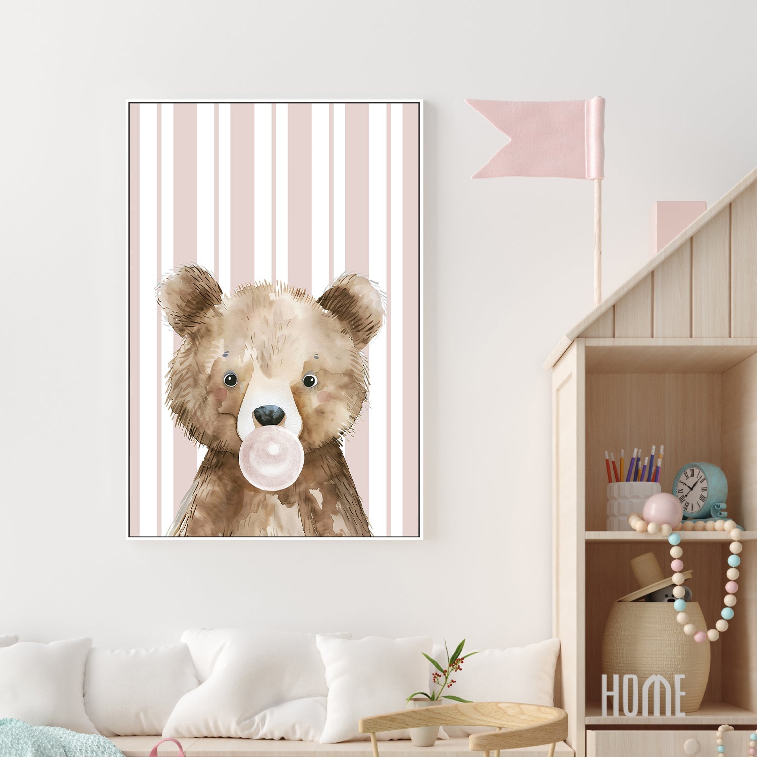 wall-art-print-canvas-poster-framed-Bear Bubble Gum , By At Viv Home Prints-7