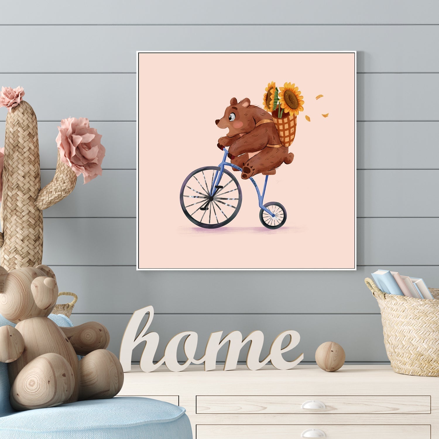 wall-art-print-canvas-poster-framed-Bear In Bicycle , By The Flying Papaya-2