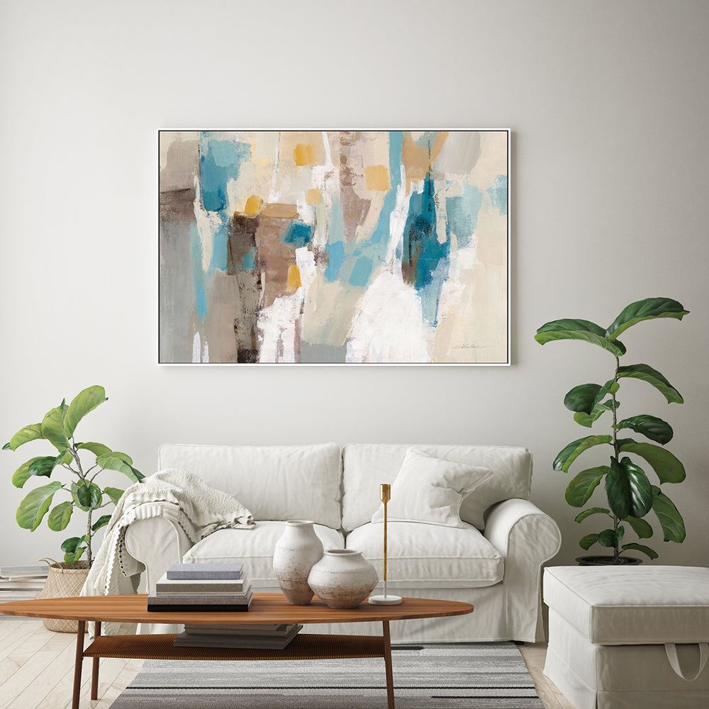 wall-art-print-canvas-poster-framed-Beige And Navy Streaks, Style A , By Silvia Vassileva-GIOIA-WALL-ART