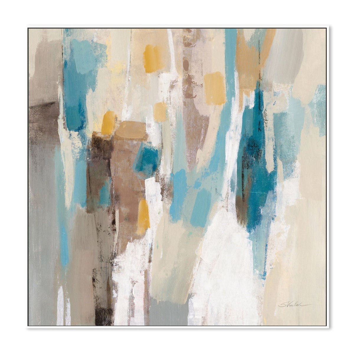 wall-art-print-canvas-poster-framed-Beige And Navy Streaks, Style C , By Silvia Vassileva-GIOIA-WALL-ART