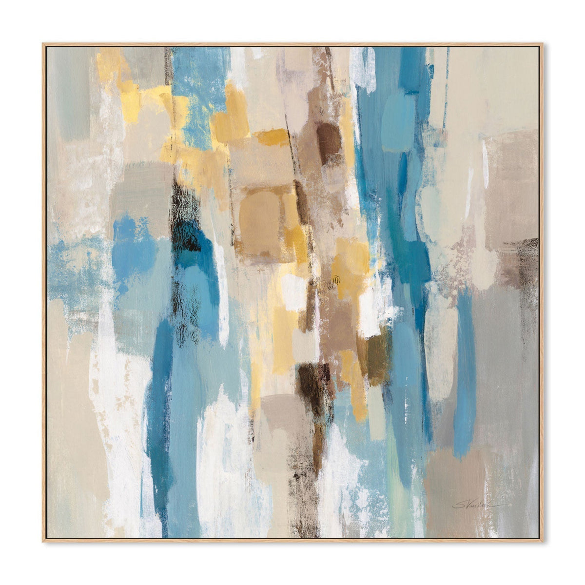 wall-art-print-canvas-poster-framed-Beige And Navy Streaks, Style D , By Silvia Vassileva-GIOIA-WALL-ART