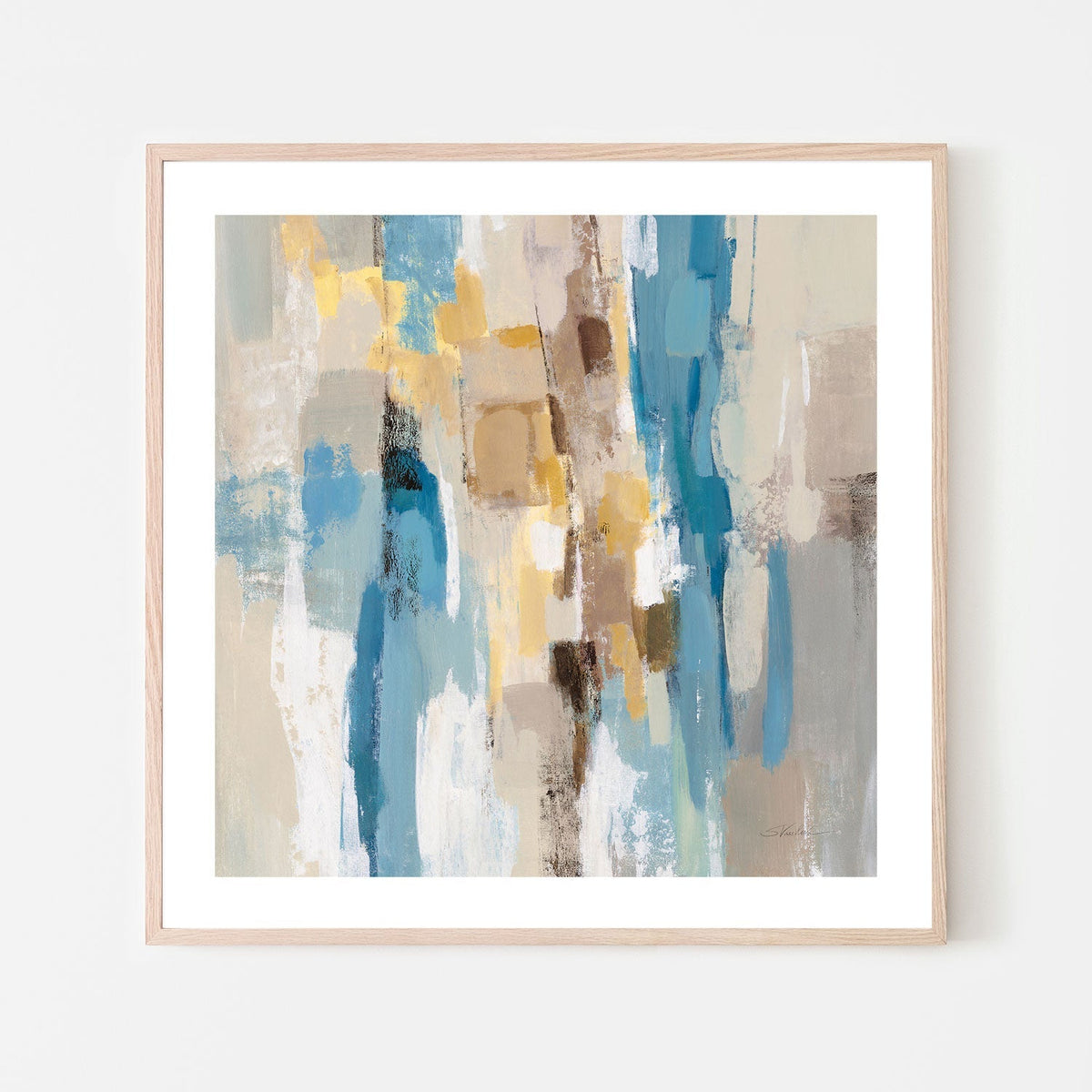 wall-art-print-canvas-poster-framed-Beige And Navy Streaks, Style D , By Silvia Vassileva-GIOIA-WALL-ART