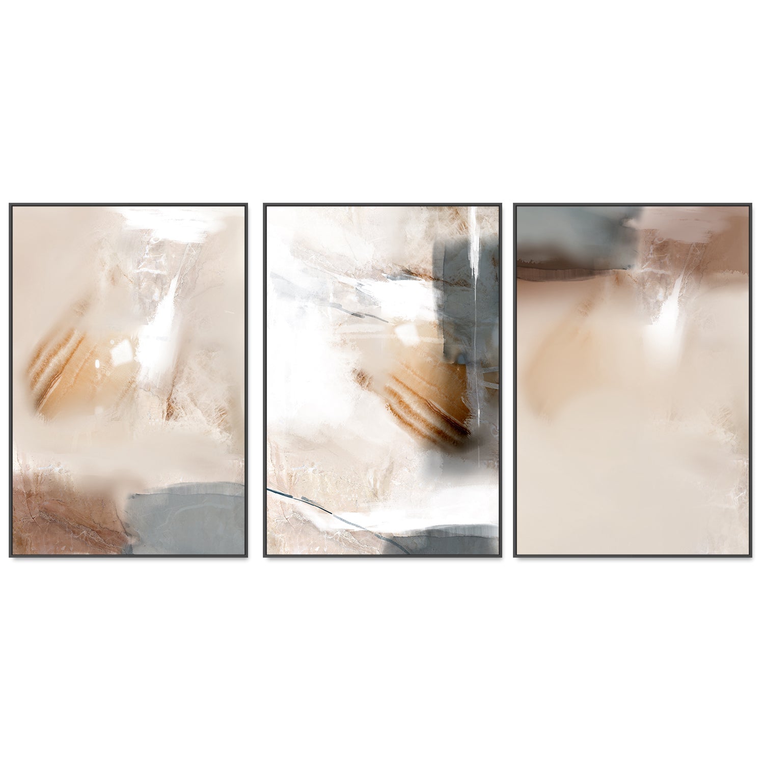 wall-art-print-canvas-poster-framed-Beige Fondness, Style A, B & C, Set Of 3-GIOIA-WALL-ART