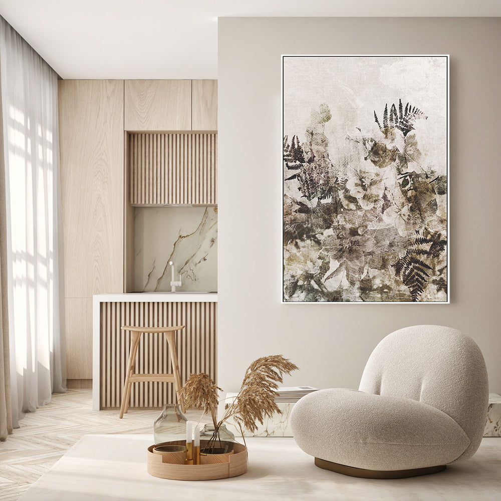 wall-art-print-canvas-poster-framed-Beige Grunge Floral , By Dear Musketeer Studio-GIOIA-WALL-ART