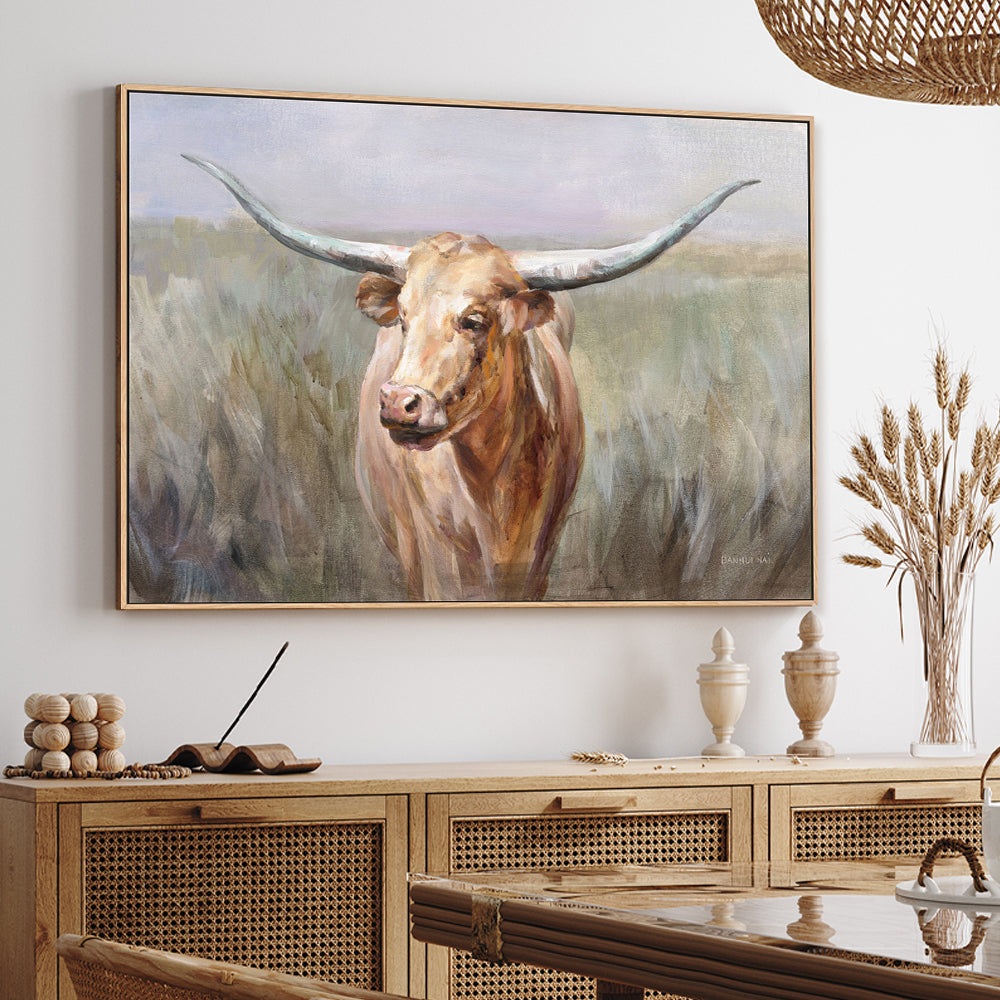 wall-art-print-canvas-poster-framed-Big Sky Longhorn-by-Danhui Nai-Gioia Wall Art