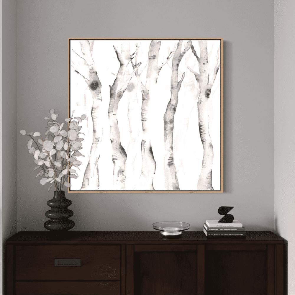 wall-art-print-canvas-poster-framed-Birch Tree Trunks-by-Emily Wood-Gioia Wall Art