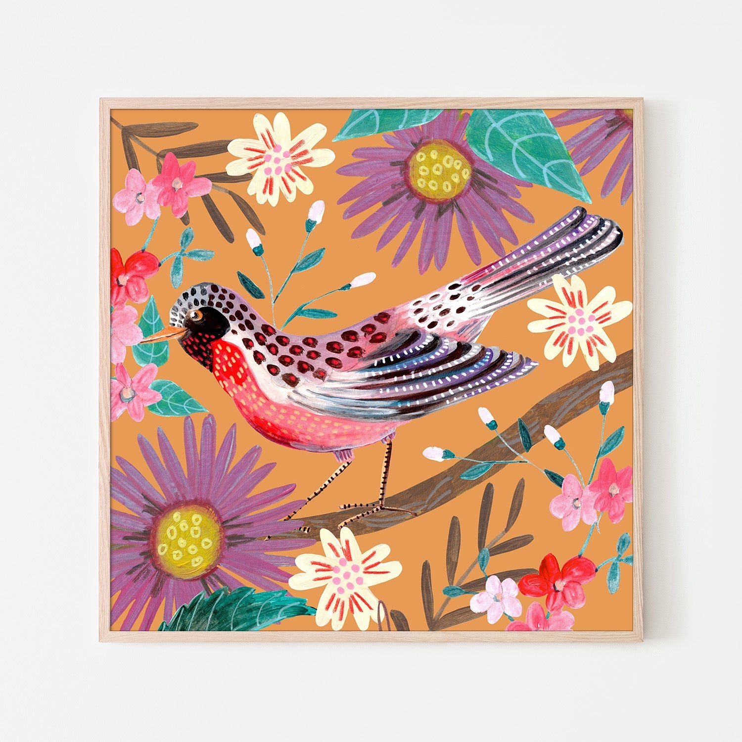 wall-art-print-canvas-poster-framed-Bird and Flowers, Style B-6