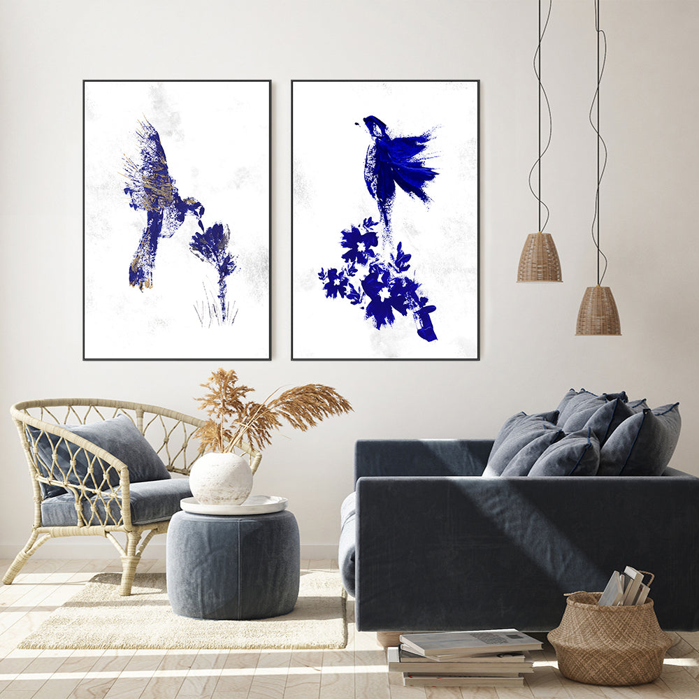wall-art-print-canvas-poster-framed-Bird Flutter, Style A & B, Set Of 2 , By Danushka Abeygoda-GIOIA-WALL-ART