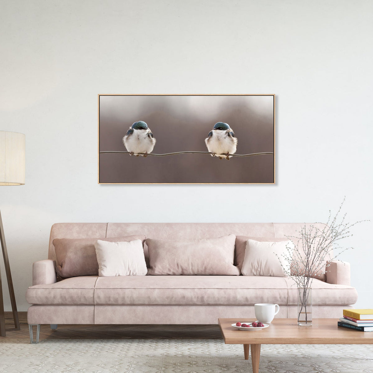 wall-art-print-canvas-poster-framed-Birds On A Wire, by Lucie Gagnon-by-Plus X Studio-Gioia Wall Art