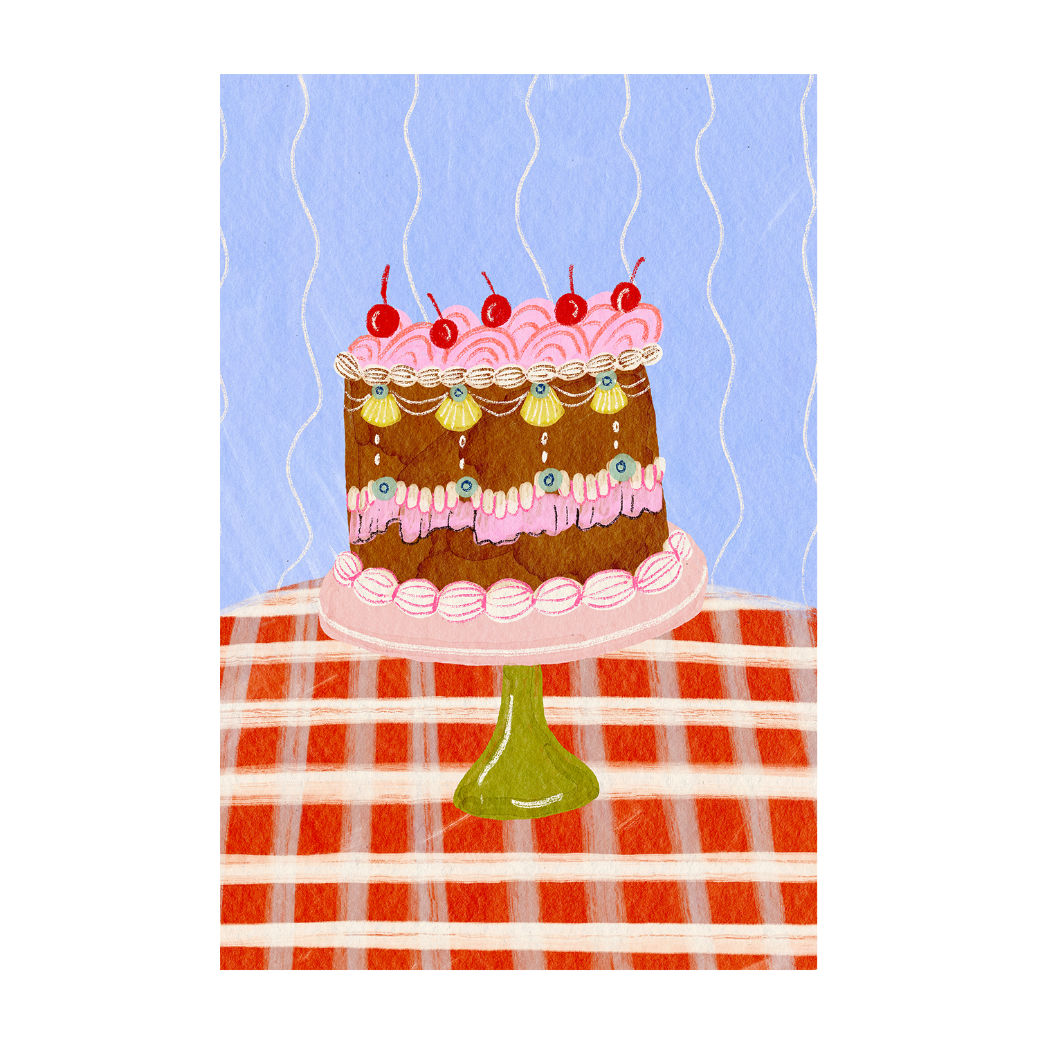 wall-art-print-canvas-poster-framed-Birthday Cake And Cherries , By Kartika Paramita-1