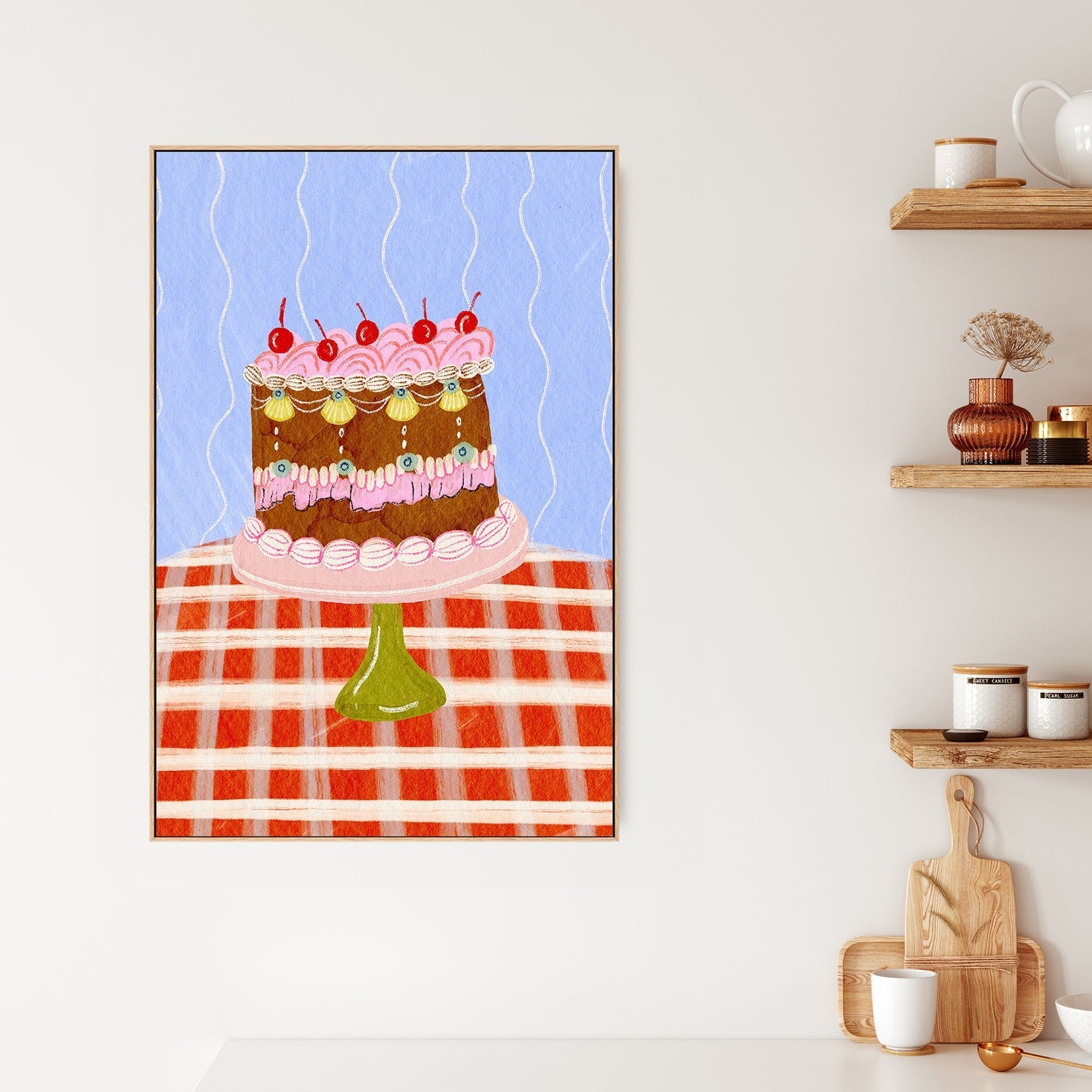 wall-art-print-canvas-poster-framed-Birthday Cake And Cherries , By Kartika Paramita-2
