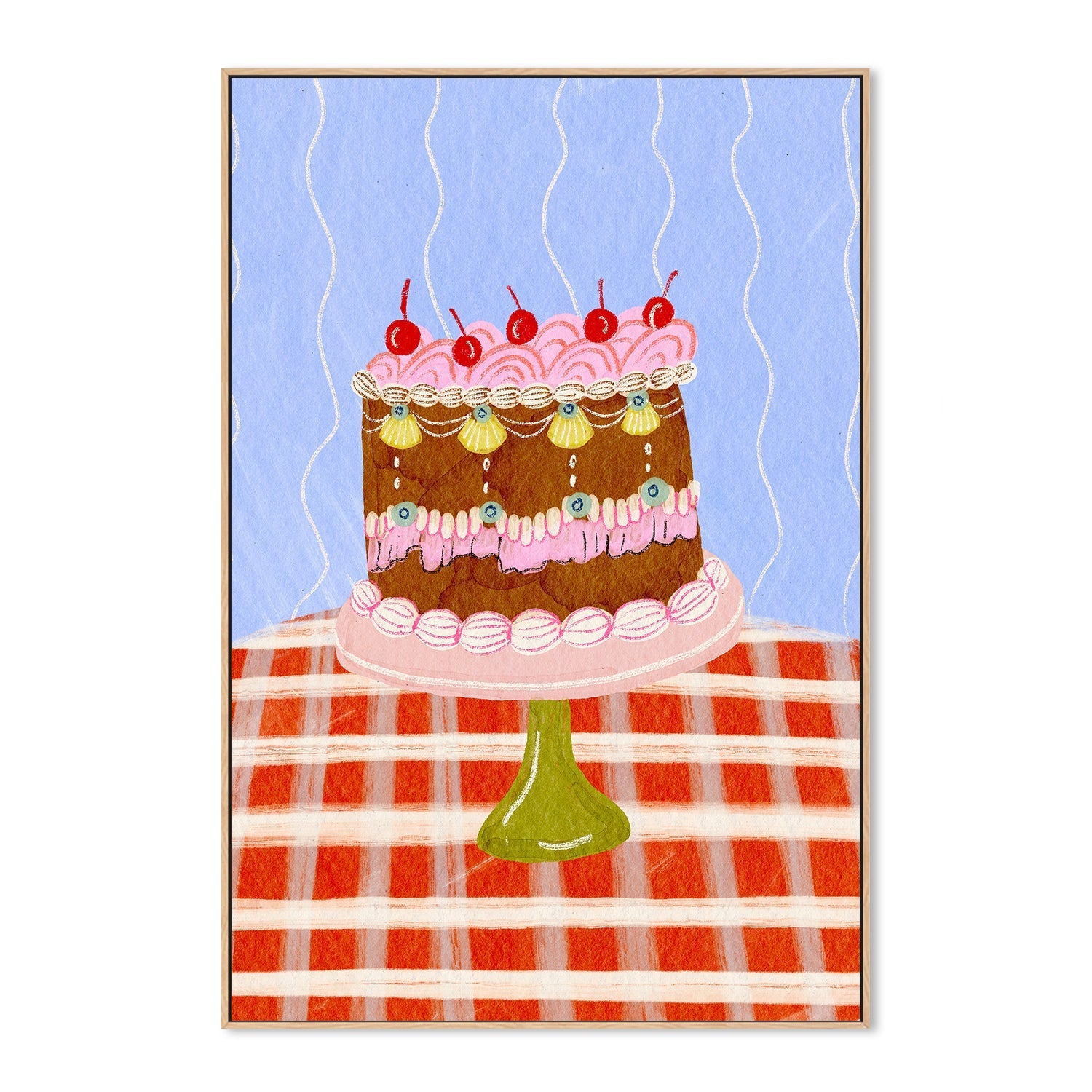 wall-art-print-canvas-poster-framed-Birthday Cake And Cherries , By Kartika Paramita-4