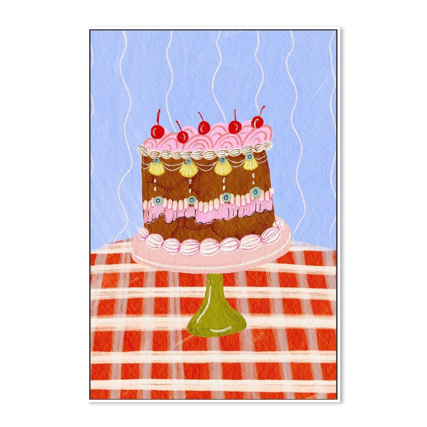 wall-art-print-canvas-poster-framed-Birthday Cake And Cherries , By Kartika Paramita-5