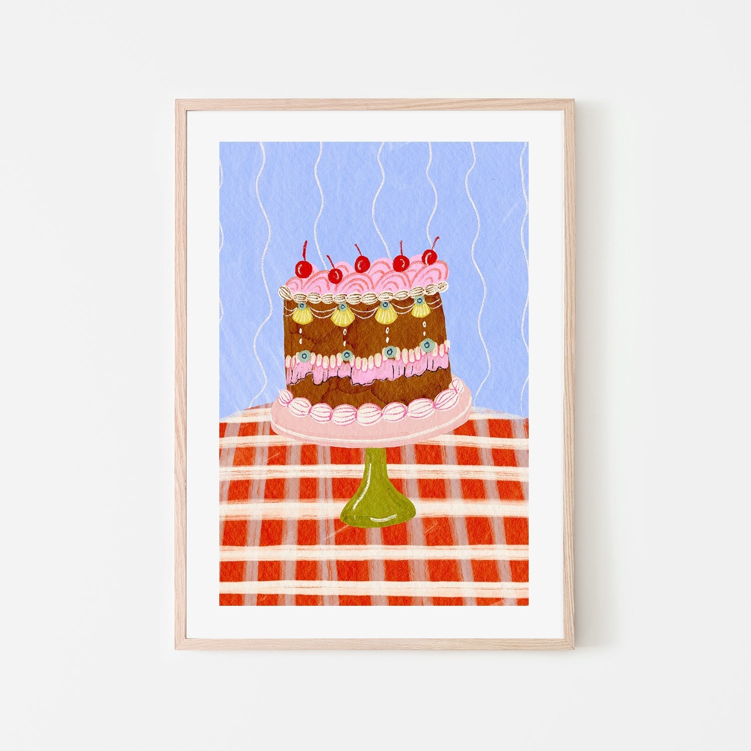 wall-art-print-canvas-poster-framed-Birthday Cake And Cherries , By Kartika Paramita-6