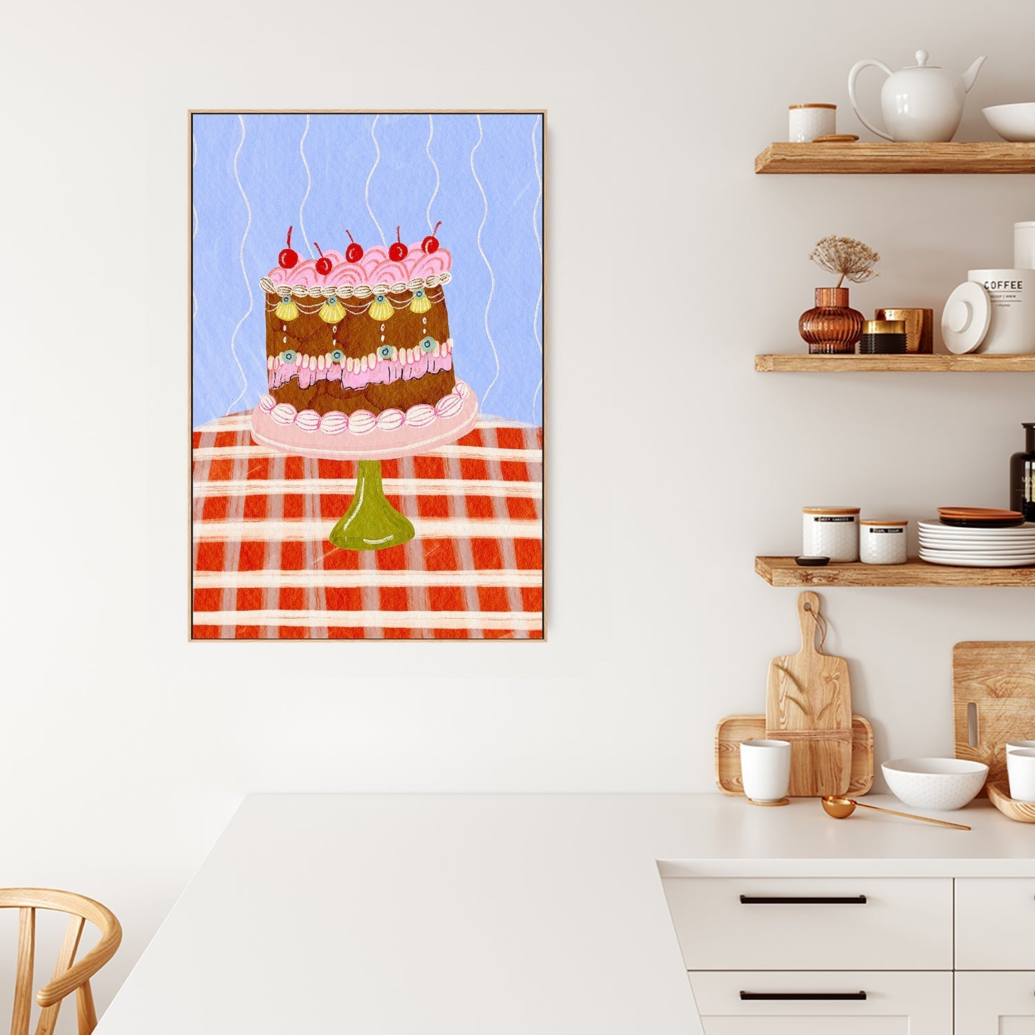 wall-art-print-canvas-poster-framed-Birthday Cake And Cherries , By Kartika Paramita-7