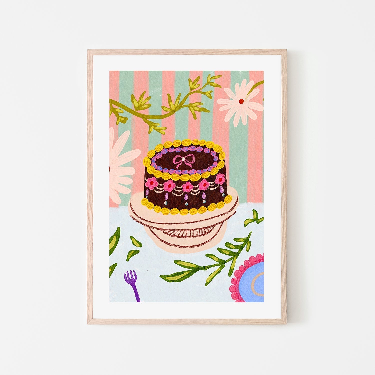 wall-art-print-canvas-poster-framed-Birthday Cake And Flowers , By Kartika Paramita-6