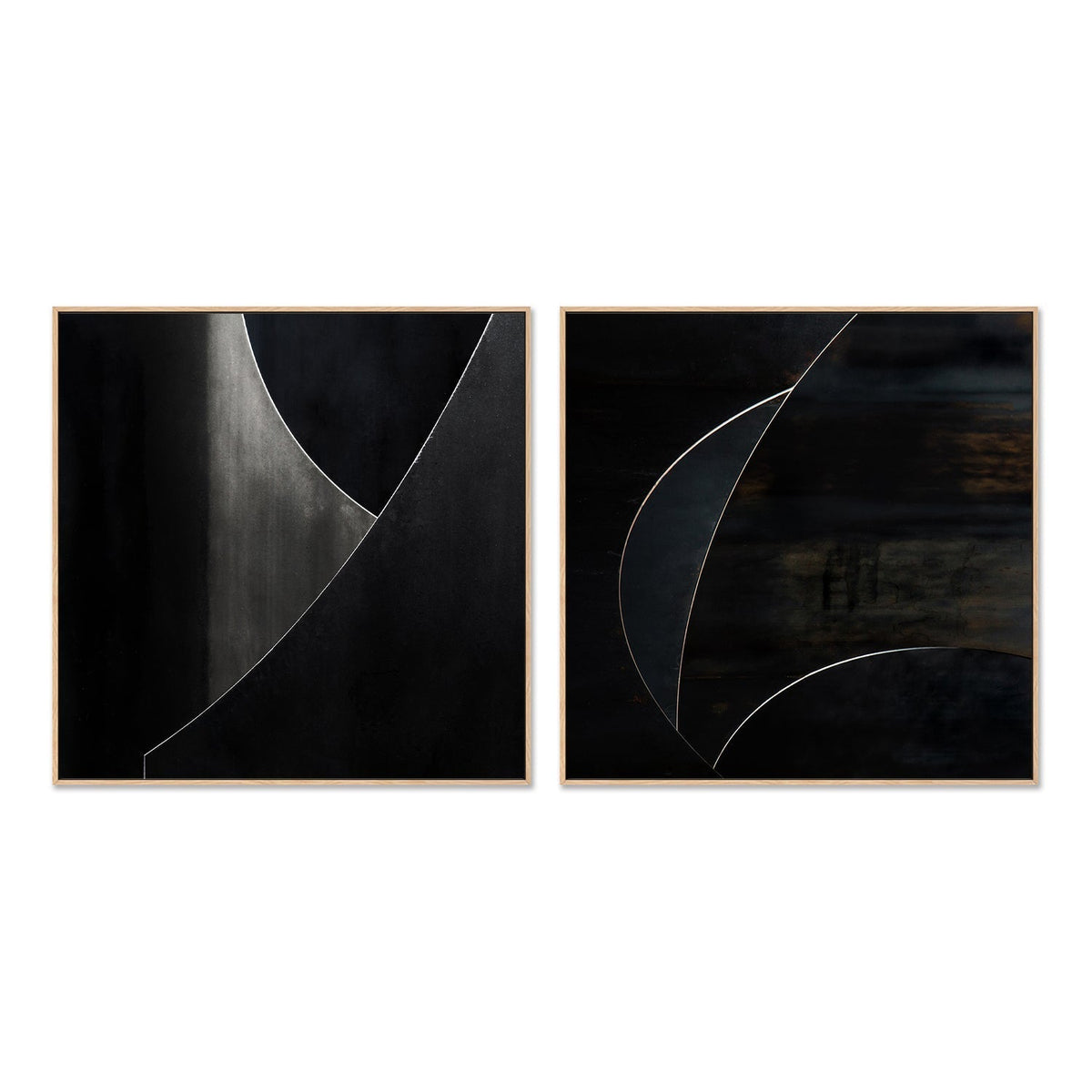 wall-art-print-canvas-poster-framed-Black Abstract Geometry, Style A & B, Set Of 2 , By Gilbert Claes-GIOIA-WALL-ART