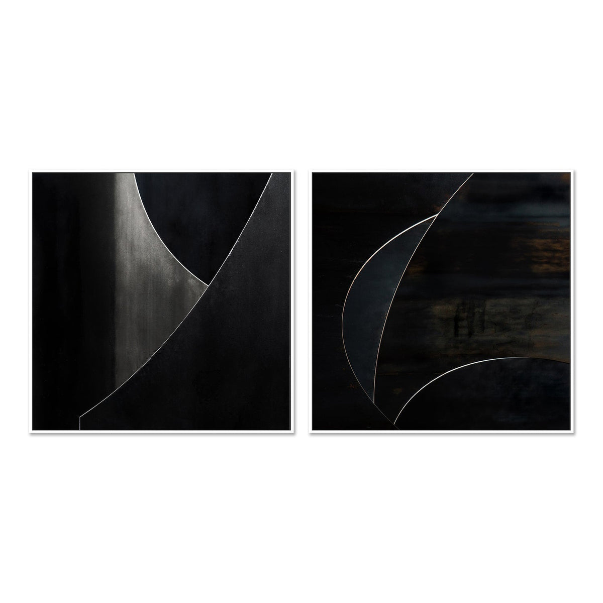 wall-art-print-canvas-poster-framed-Black Abstract Geometry, Style A & B, Set Of 2 , By Gilbert Claes-GIOIA-WALL-ART