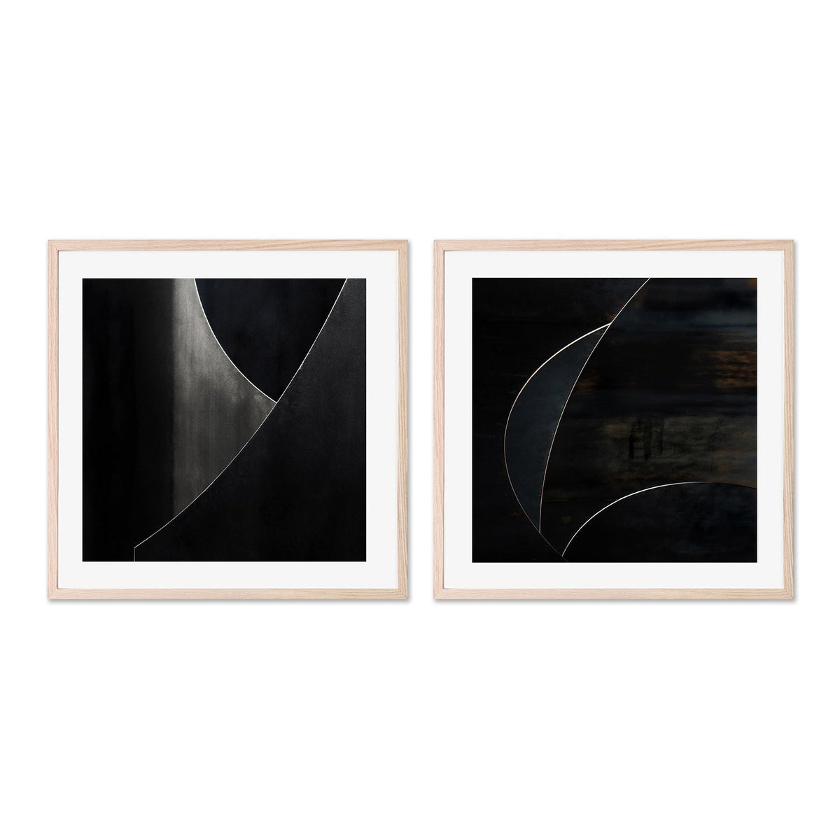 wall-art-print-canvas-poster-framed-Black Abstract Geometry, Style A & B, Set Of 2 , By Gilbert Claes-GIOIA-WALL-ART