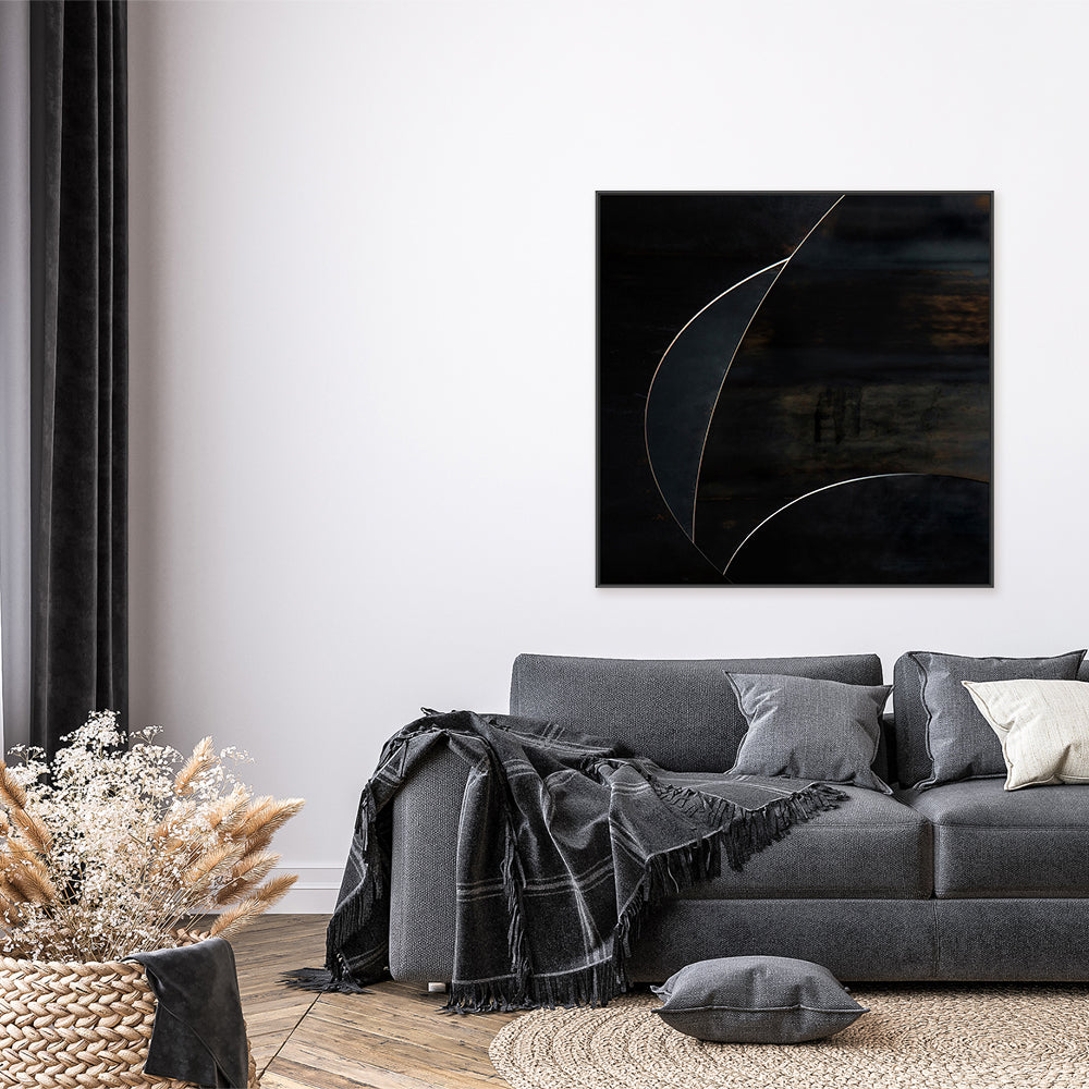 wall-art-print-canvas-poster-framed-Black Abstract Geometry, Style B , By Gilbert Claes-GIOIA-WALL-ART