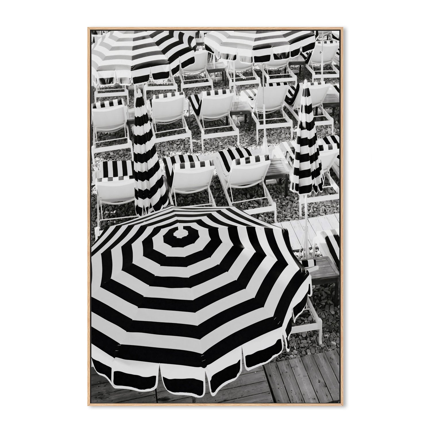 wall-art-print-canvas-poster-framed-Black and White Beach Umbrellas , By Pictufy-4