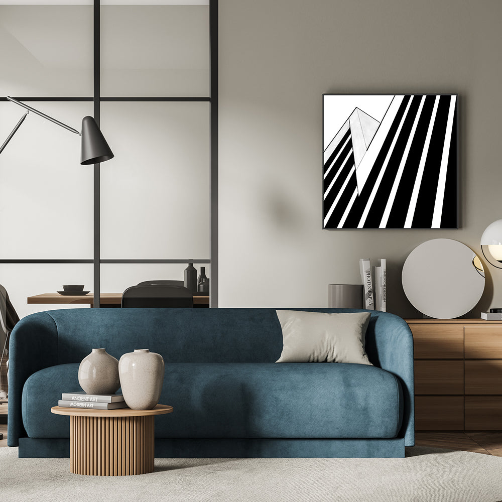 wall-art-print-canvas-poster-framed-Black And White Striped Geometry, Style B , By Gilbert Claes-GIOIA-WALL-ART