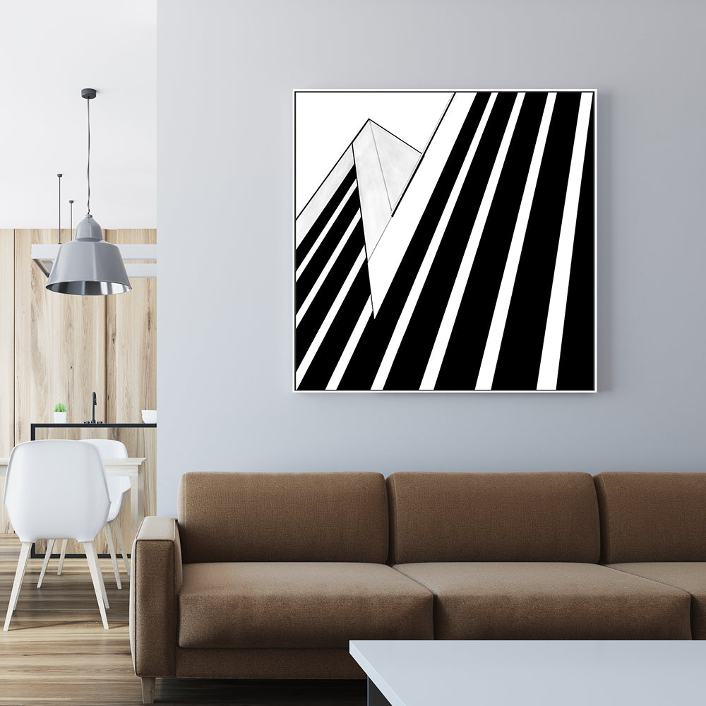 wall-art-print-canvas-poster-framed-Black And White Striped Geometry, Style B , By Gilbert Claes-GIOIA-WALL-ART