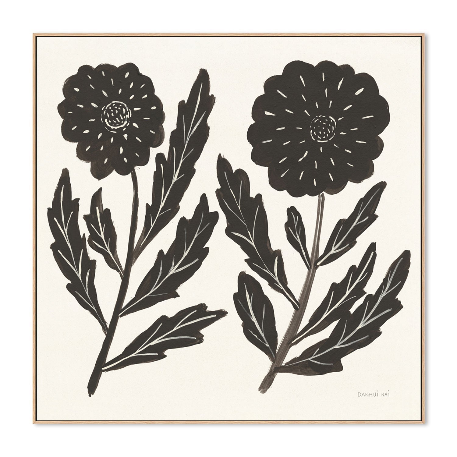 wall-art-print-canvas-poster-framed-Black Flowers, Style B , By Danhui Nai-GIOIA-WALL-ART