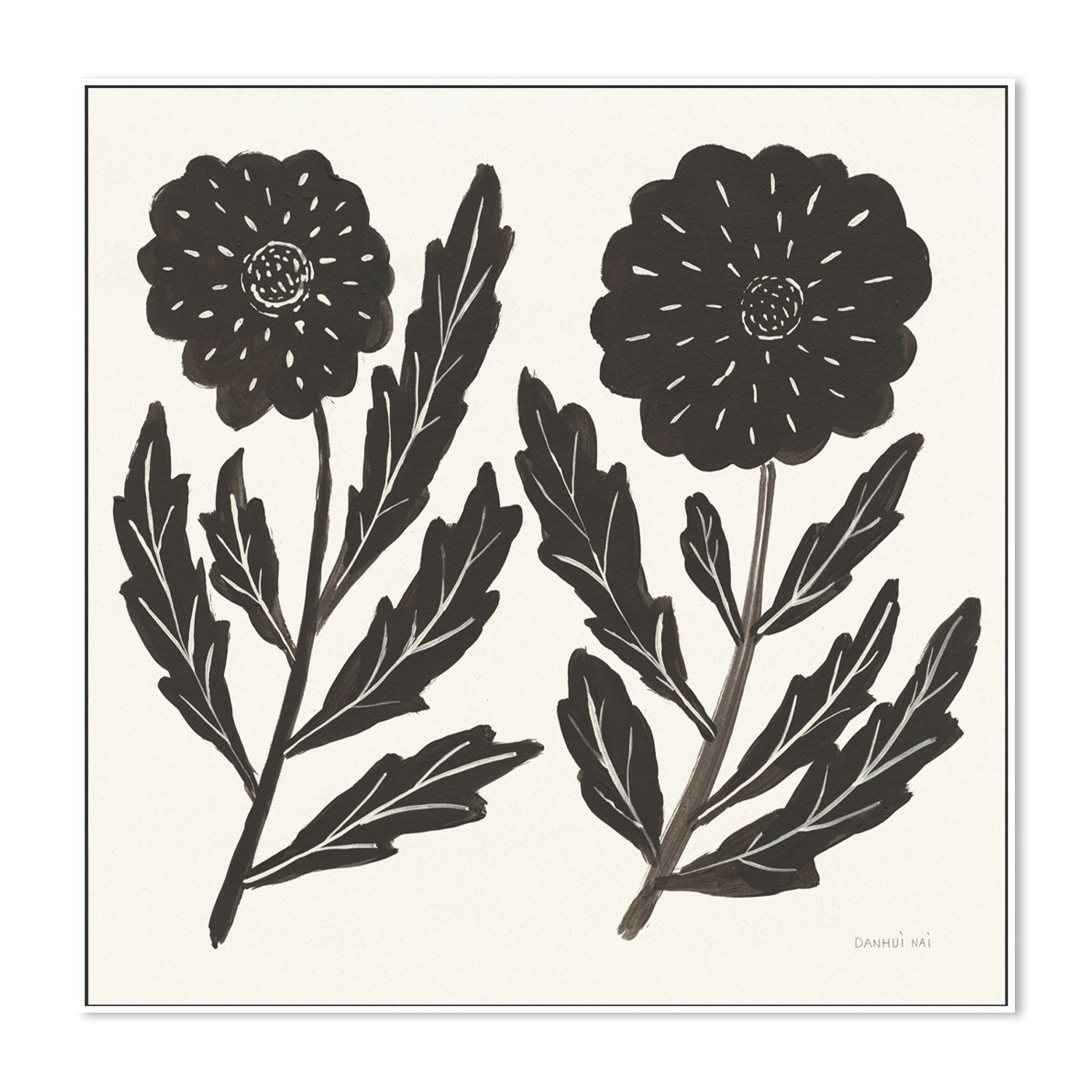 wall-art-print-canvas-poster-framed-Black Flowers, Style B , By Danhui Nai-GIOIA-WALL-ART