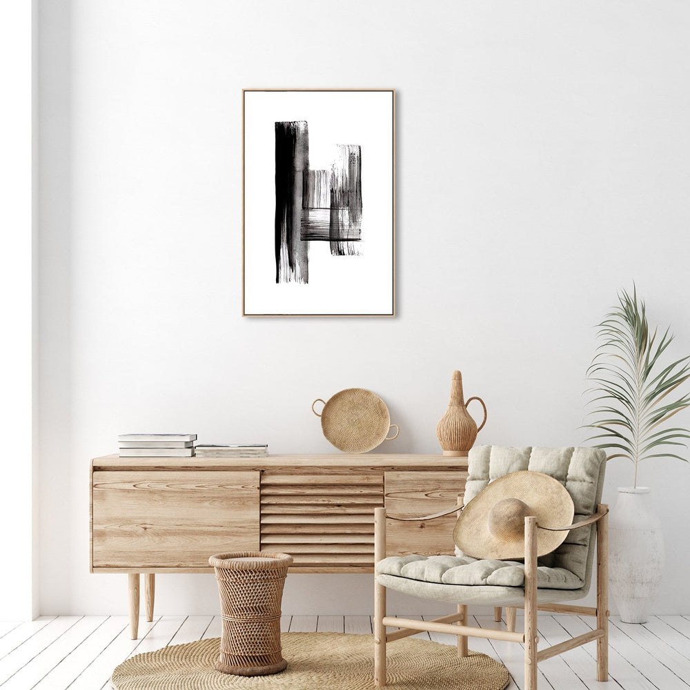 wall-art-print-canvas-poster-framed-Black Ink Stroke, Style B-by-Danushka Abeygoda-Gioia Wall Art