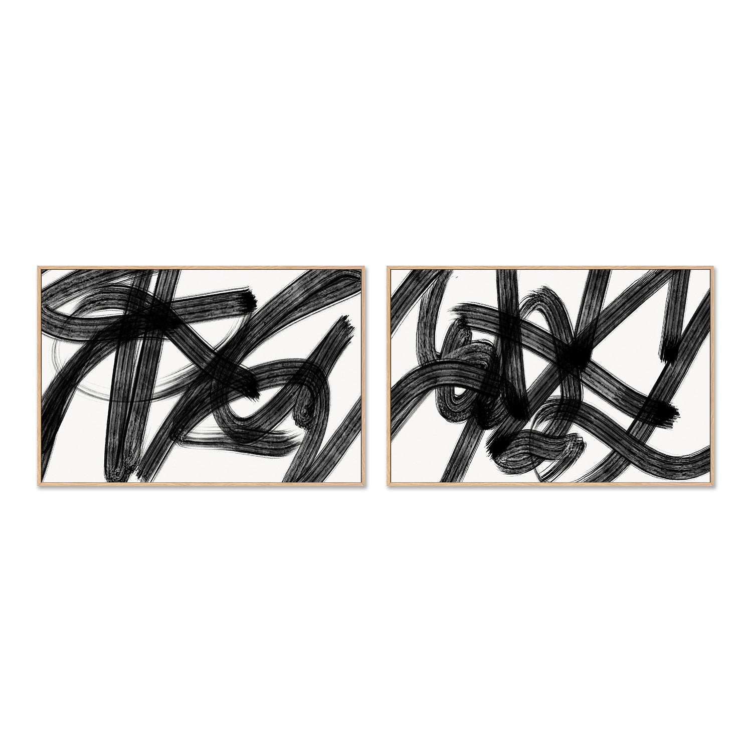 wall-art-print-canvas-poster-framed-Black Scribbles, Style A & B, Set Of 2 , By Kim Curinga-4