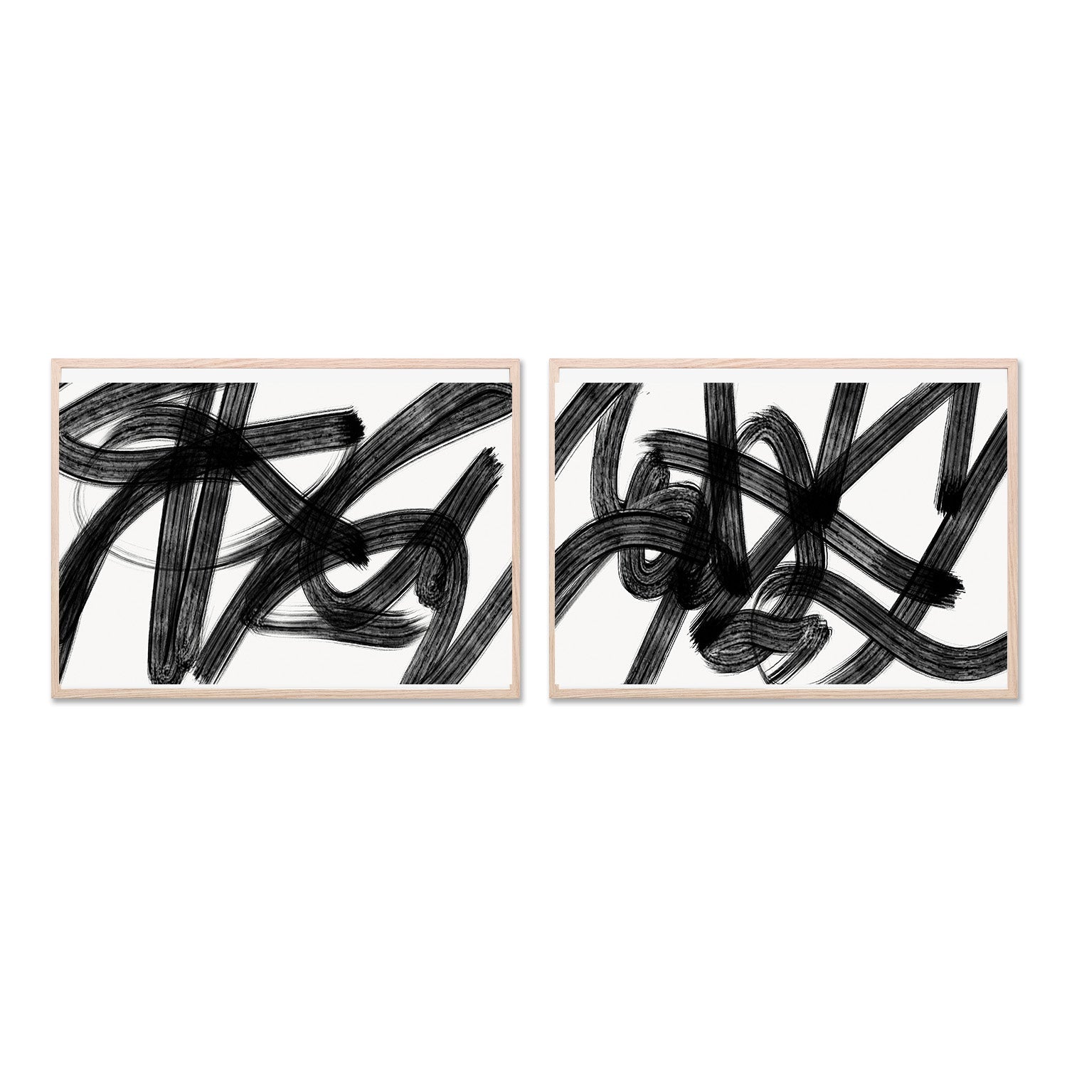 wall-art-print-canvas-poster-framed-Black Scribbles, Style A & B, Set Of 2 , By Kim Curinga-6