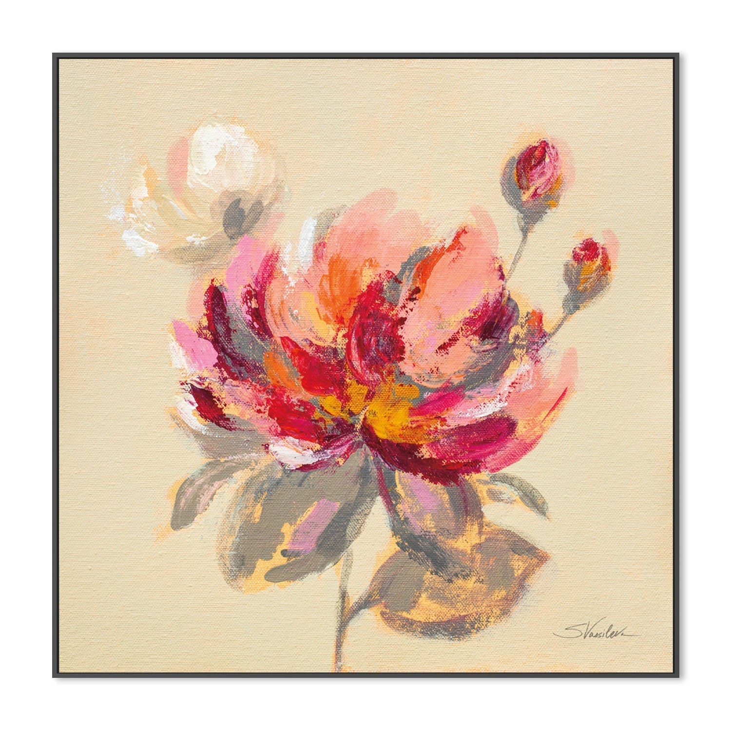 wall-art-print-canvas-poster-framed-Blooming Red Peony , By Silvia Vassileva-GIOIA-WALL-ART