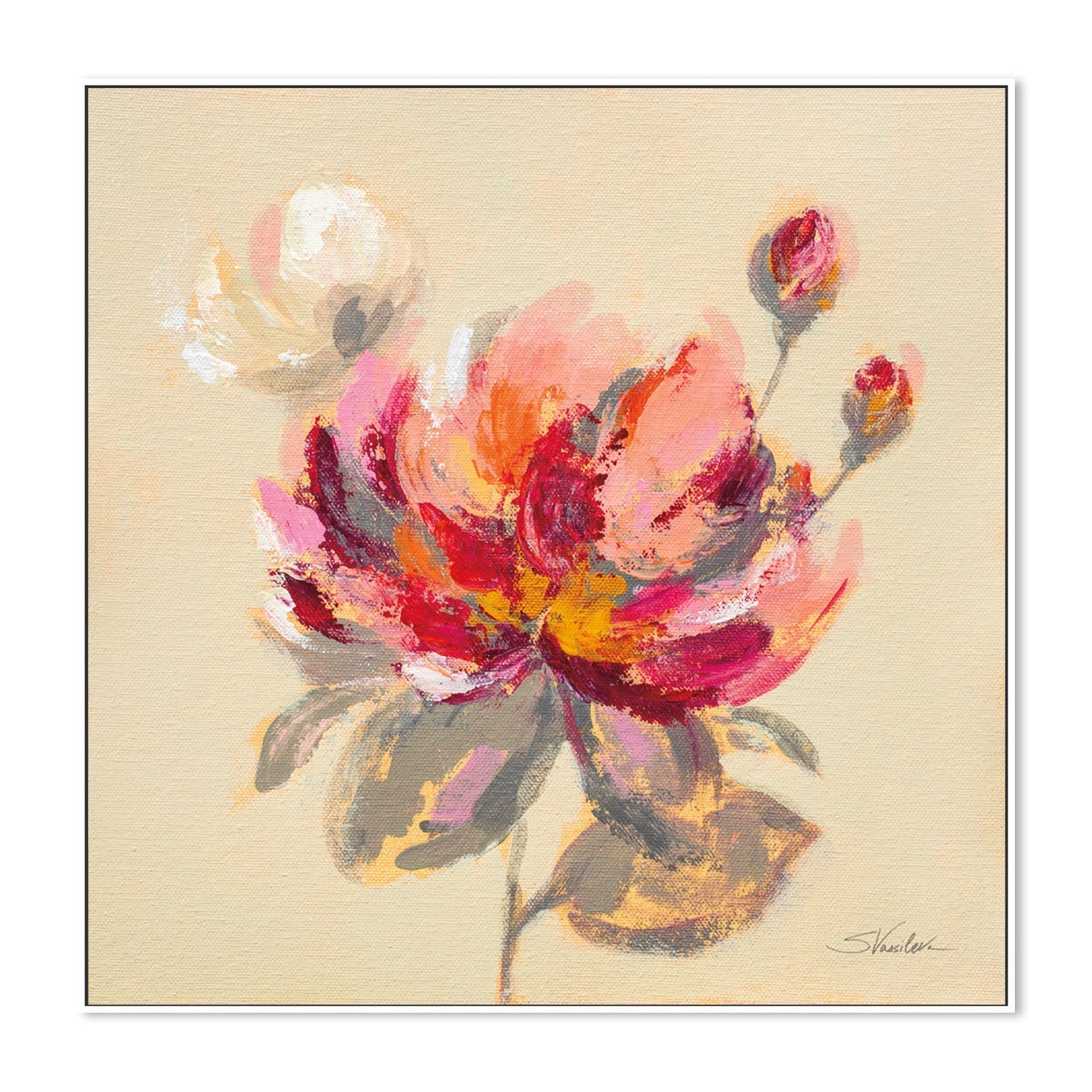 wall-art-print-canvas-poster-framed-Blooming Red Peony , By Silvia Vassileva-GIOIA-WALL-ART